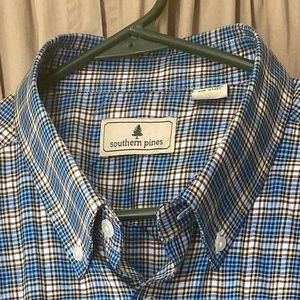 XXL Blue Plaid Button Down Dress Shirt